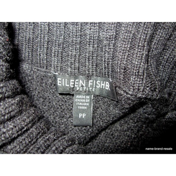 EILEEN FISHER Womens Petites PP Gray Tunic Turtleneck Sweater 100% Merino Wool - Picture 2 of 3